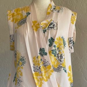 Ann Taylor Floral High Low Crossover Top XL